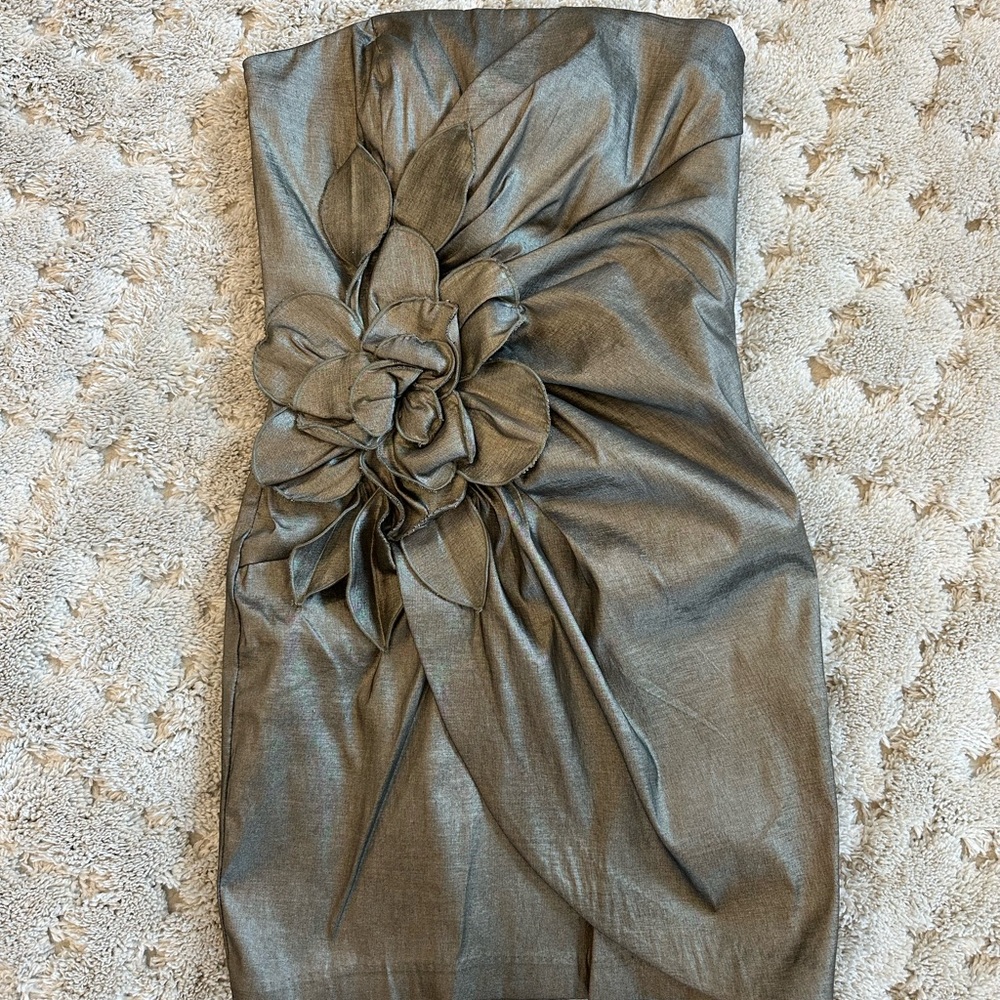 Jessica McClintock Gold Strapless Sheath Cocktail Dress